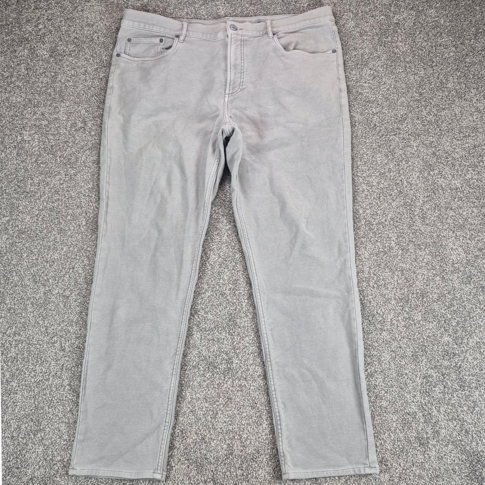 Faherty Stretch Terry 5-Pocket Pants Mens 38x30 Iron Gray Slim Straight